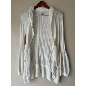 Linda Lucia White Whimsy Open Cardigan Size Small
